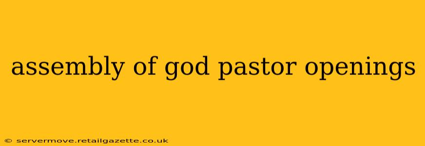assembly of god pastor openings