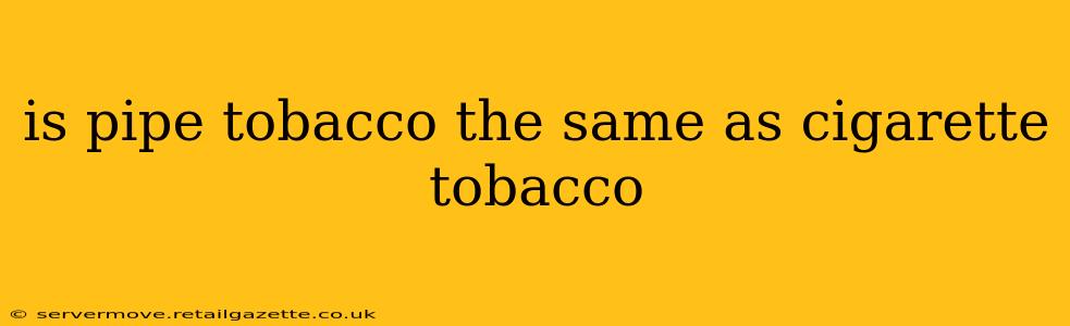 is pipe tobacco the same as cigarette tobacco