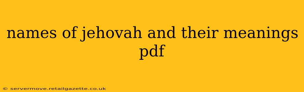 names of jehovah and their meanings pdf